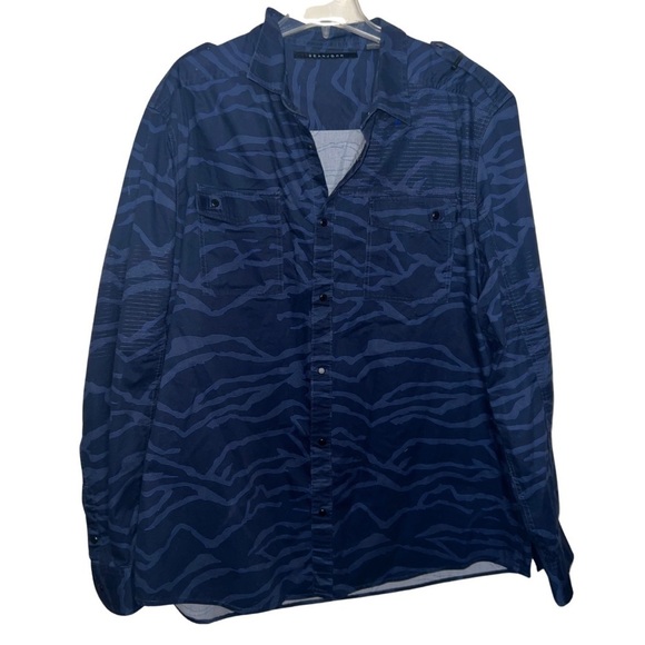 Sean John Blue Zebra Patterned Snap Front Shirt Size 4X - Picture 6 of 6